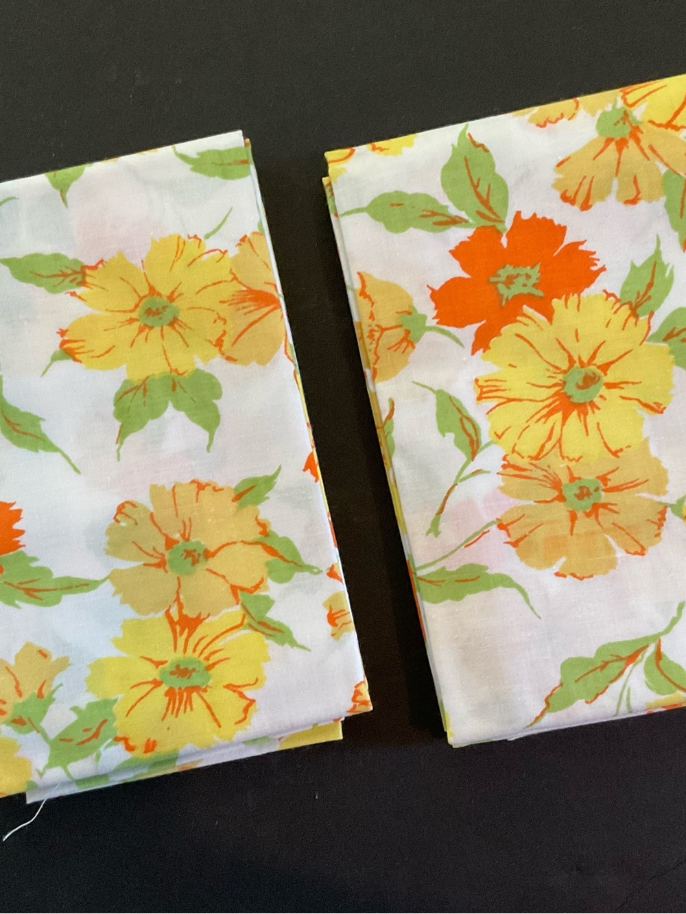 Penn-Prest Double Flat Sheet  Yellow & Orange Floral Print Matching Pillowcases